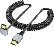 50-200cm Adjustable HDTV Port 4K Coiled Cable Male to Male Adapter Cord for TVs and Display Monitors 2.0 Version