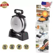 Brushed Stainless Belgian Waffle Maker with 1080W Fast Heat & Cool Touch Handle
