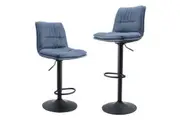 Set of 2 Kitchen Bar Stools Gas Lift Stool Chairs Swivel Barstools with Back and Footrest Navy