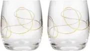 Crystalex 25180/300/QH013, 10 Oz Club Gold String Rock Glass, Set of 2