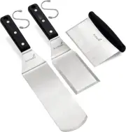 Metal Spatula Stainless Steel Scraper - Professional Chef Griddle Spatulas Set