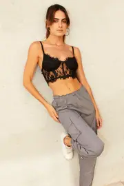Black Lace Corset Top - Size M, Women's Lingerie