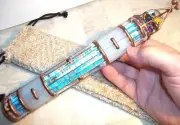 Randel Art Glass Rod Kaleidoscope TURQUOISE FROST 360° CHAOS Marble RAG HandMade