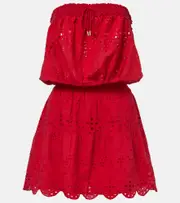 [Melissa Odabash] Melissa Odabash Collette embroidered cotton minidress AU 14 red