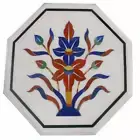 12'' antique white Marble side Center Table Top multi Stone Inlay malachite w4