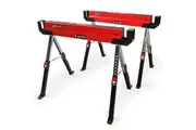 Baumr-AG 2 x Steel Saw Horse, Folding Height Adjustable Sawhorse, 1180kg Capacity, 2x4 Support Arms