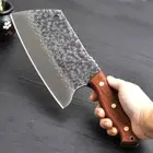 Cleaver Knife Hammered Stainless Steel Full Tang Wood Handle Butcher Slicing Cut