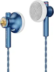 NICEHCK EB2S Pro Flat-Head Earphones 1DD 14.2mm Dynamic Driver Wired earplugs HiFi Stereo Sound Wired Headphones Earbud HD Microphone Optional Earphones for Smartphones(3.5mm Blue no mic)