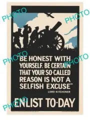 OLD HISTORIC PHOTO OF WWI ALLIES MILITARY POSTER BE HONEST WITH YOURSELF ENLIST
