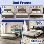 Bed Frame Queen Double Size Wooden Mattress Base LED Lights Headboard Platform