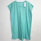 Eileen Fisher Stretch V-Neck T-Shirt Dress Womens XL Aqua Cap Sleeve NWT Mark