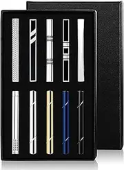 [YADOCA] Tie Clips Set for Men Tie Bar Clip Black Silver-Tone Gold-Tone for Wedding Business with Gift Box