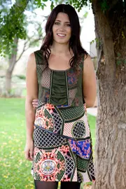 Mix Print Zip S/Less Tunic--THR-11577