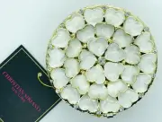CHRISTIAN SIRIANO Jeweled Jewelry Trinket Box Gold Faux Shell Shower HolidayGift