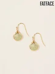 FatFace Gold Tone Enamel Shell Drop Earrings (AT0436) | $24