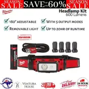 Milwaukee Hard Hat Headlamp 3.0Ah 600 Lumen Head Light Torch USB Rechargeable AU