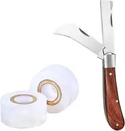 SNOKAY Stainless Steel Grafting Knife Kit, Flexible Double-Blade Garden Knife for Budding and Pruning, Includes 2 Plant Repair Tapes for Floral and Fruit Trees