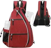 Pickleball Backpack - Adjustable Tennis Racket Bag for Pickleball & Badminton - Multi-Pocket Sports Bag with Water Bottle Holder - Durable Oxford Fabric Crossbody/Backpack (18.7x13.8x9.8in)