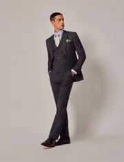Hawes & Curtis Charcoal Twill 3 Piece Slim Suit