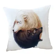 Animal Art Yin and Yang Wolves Cushion Cover