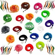 SHENGSEN 40Pcs Magic Worm Toys, Magic Wiggle Fuzzy Worm Trick Toy Carnival Kid Party Favors (20 Colors)