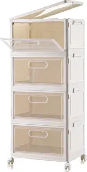 4 Tier Stackable Storage Bins, 23QT Storage Containers, Clear Plastic Storage Bi