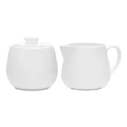 3pc Ecology White Canvas Sugar & Creamer Set Tableware Jug Container Pot w/ Lid