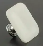 1-1/2" Handcrafted Glass Knob White with Chrome