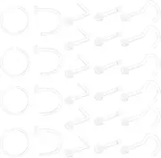 [Lusofie] 26Pcs Piercing Retainer Set Clear Septum Ring Clear Nose Studs Rings Lip Cartilage Tongue Belly Eyebrow Tragus Earring Piercing Jewelry for Work Surgery, mixed size, Acrylic, no gemstone