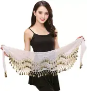 Womens Belly Dance Hip Scarf/Belly Dancing Skirt with 128 Coins/Belly Dance Belt