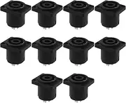 YINETTECH 10pcs 4pin Speakon Female Jack Socket Connector Audio Loudspeaker Amplifier 4 Pole Square Speaker Jack Twist Lock Compatible with Neutrik Speakon NL4MP/NL4MPR/NL4FC