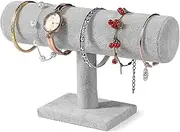 Hivory T-Bar Bracelet Holder Stand ~ Bracelets, Watches, Bangles Holder ~ Jewelry Organizer Display Stand (Grey)
