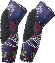 Long Padded Knee Sleeves Girls Wrestling Compression Leg Sleeves with Crash Cushion for Running Softball Cycling Bike Golf Purple YL