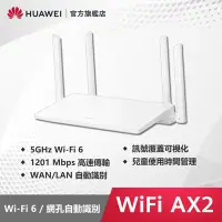 在飛比找Yahoo奇摩購物中心優惠-【官旗】HUAWEI 華為 WiFi AX2 無線路由器 (