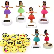 Dancing Hawaiian Solar Hula Girls Bobble Head Plastic Toy Sun Catcher