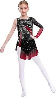 [Jugaoge] Kids Girls' Rhythmic Gymnastics Leotards Figure Skating Rhinestones Contrast Color Dress