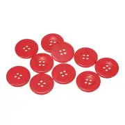 10pcs Resin Sewing Buttons 1-1/4" Round Flat 4-Hole Craft Buttons, Red