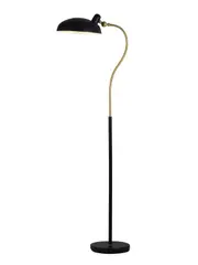 Yorke 1 Light Floor Lamp in Black/Brass