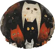 Cat Print Shower Cap Lightweight Hat Suitable For Women With Long Hair Soft Shower Hat