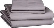 Amazon Basics Soft Microfiber Sheet Set with Elastic Pockets- Queen, Warm Stone