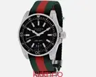 GUCCI Dive 45MM Black Matte Dial Green Red Web Nylon Watch YA136206