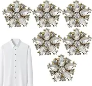 [Generic] 6 Packs Shirt Button Covers Rhinestone Cufflinks Rhinestone Button Clips - Women Shirt Brooch Button Embellishments, Shiny Jewellery Buttons, Star Pattern Rhinestone Buttons, Clip on, Detachable,