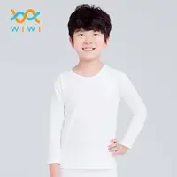 在飛比找momo購物網優惠-【WIWI】【現貨】MIT溫灸刷毛圓領發熱衣 兒童-純淨白 