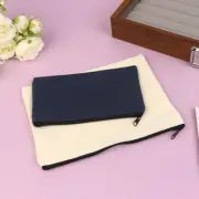 2pcs Blank Canvas Pencil Case Stationery Storage Bag Cotton Zipper Cosmetic Bags