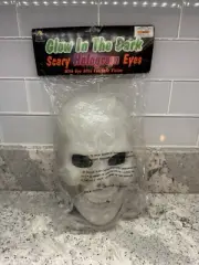 Vintage NWT Halloween Glow In The Dark Scary Mask Skull Skeleton New W Tag 90s