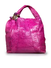 Pink Leather Saba Croc Hobo