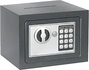 Jssmst Small Safe Box for Money - 0.23CF Mini Safe with Electronic Keypad, Lockable Box for Home Security and Personal Storage, 9.06 x 6.69 x 6.69 inch, Grey