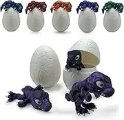 Dino Egg - Baby T-Rex Dinosaur Hatching from Cracked Egg - Full Articulated Collectible Figurine for Adults with ADHD, Autism - Stress and Anxiety Relief - Dinosaur Egg (Purple and Black)