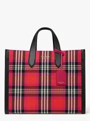 manhattan foliage plaid large tote