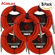 5-PACK Kirlin 20FT 1/4" Mono Translucent Red Instrument Cable IM-201 PRG-20/RDF